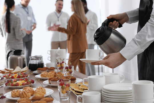 Corporate coffee lounge and private event hospitality setup